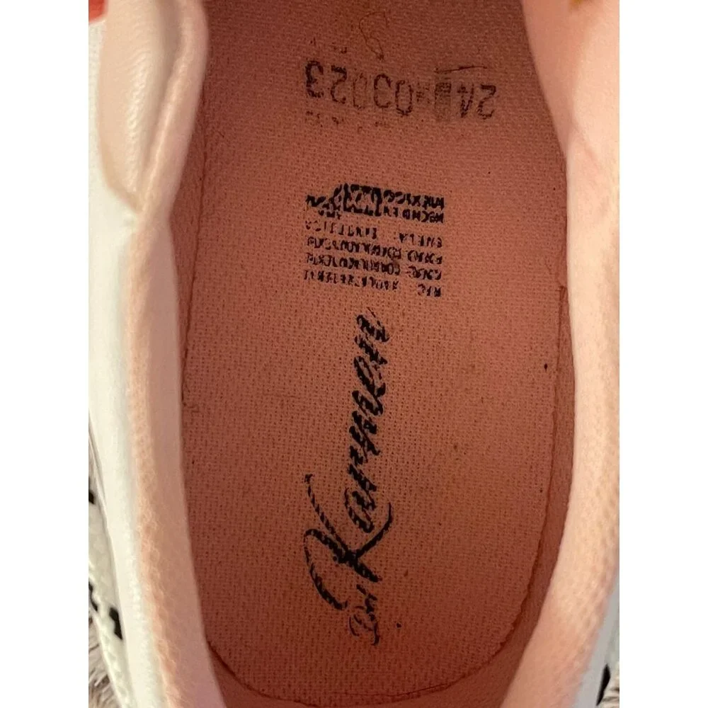 Karmen Womens‎ Platform Sneakers Pink & Beige Faux Leather Size 38